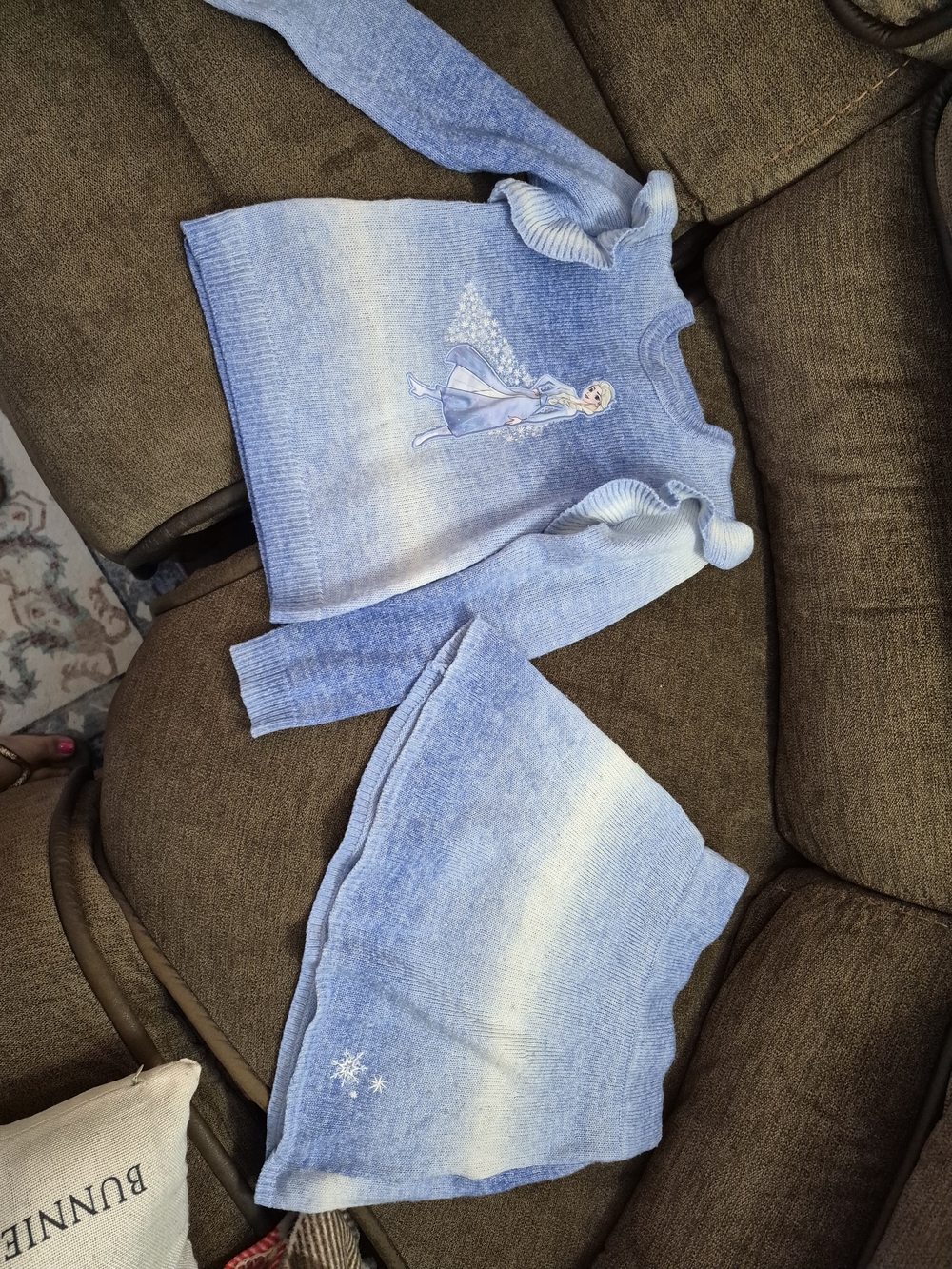 Disney Light Blue Ombre Elsa Knit Sweater & Skirt Matching Set